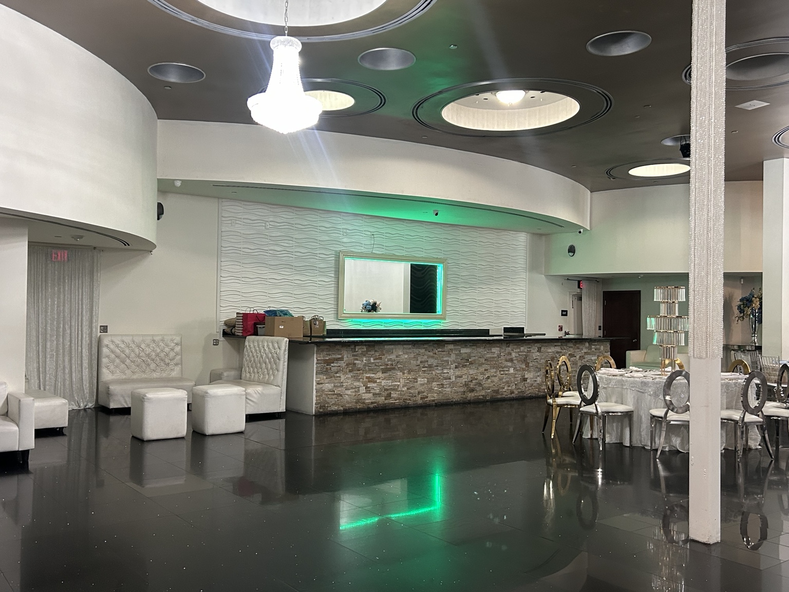 Outdoor terrace at Aqua Reception Hall